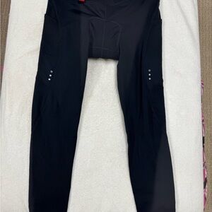 Baleaf black fleece lined pocketed bike leggings with Reflective Dots